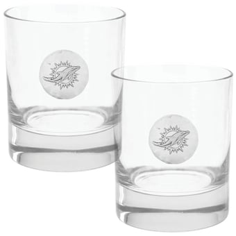 Miami Dolphins Two-Piece 11oz. Rocks Glass Set