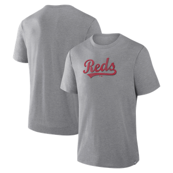 Men's Fanatics Heather Gray Cincinnati Reds Play Tribute Tri-Blend T-Shirt