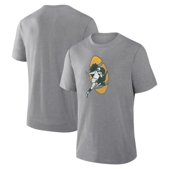 Men's Fanatics Heather Gray Green Bay Packers Vintage Heritage Tribute Tri-Blend T-Shirt