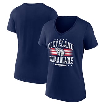 Women's Navy Cleveland Guardians Americana Team V-Neck T-Shirt