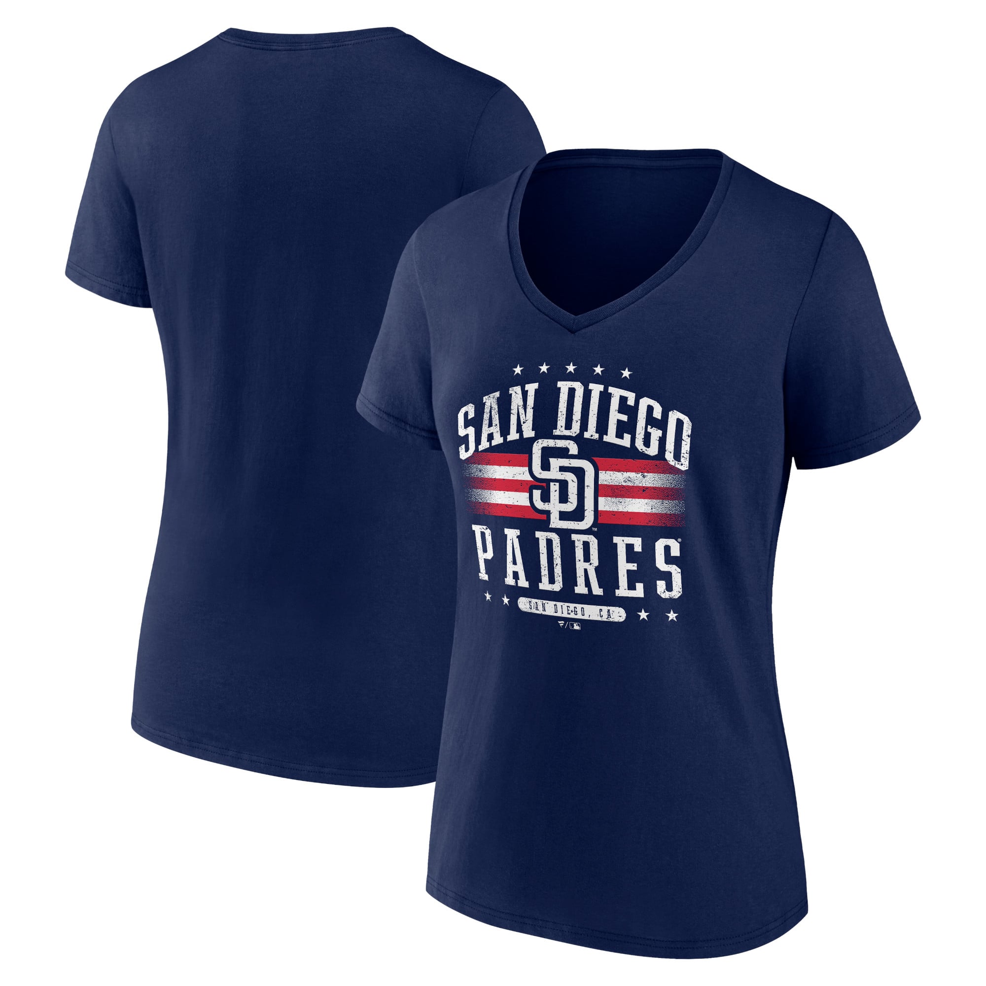 Women's Navy San Diego Padres Americana Team V-Neck T-Shirt
