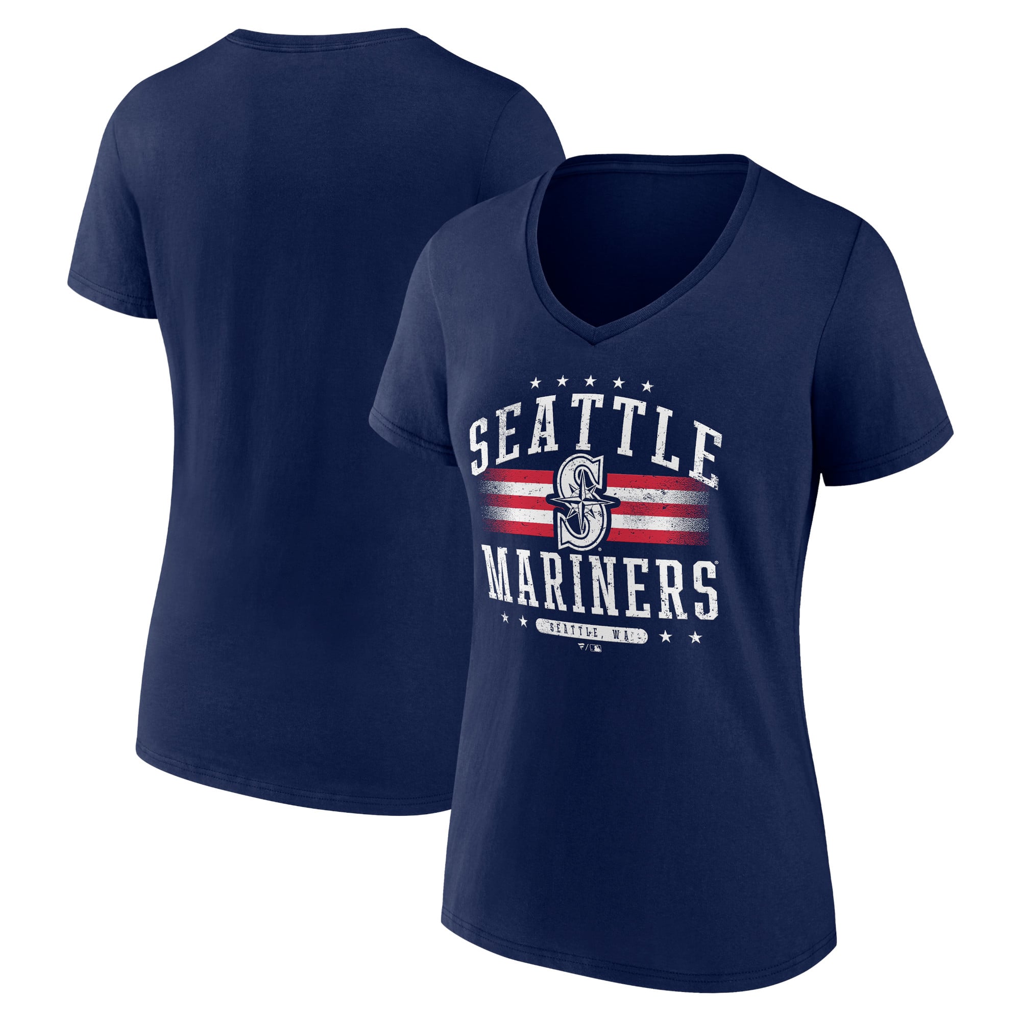 Women's Navy Seattle Mariners Americana Team V-Neck T-Shirt