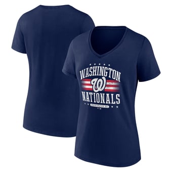 Women's Navy Washington Nationals Americana Team V-Neck T-Shirt