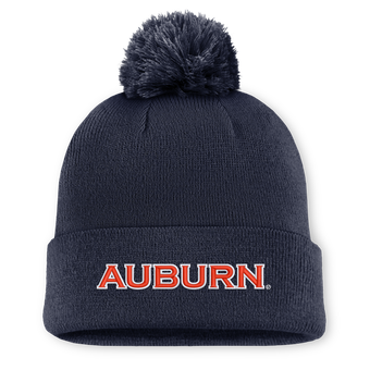 Men's Nike  Navy Auburn Tigers Peak Cuffed Knit Hat With Pom