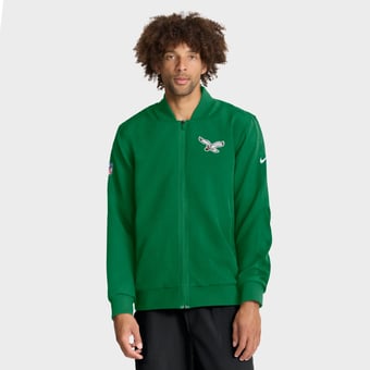 Men's Nike Kelly Green Philadelphia Eagles Sideline Powerful Blocking Full-Zip Dri-FIT Bomber Jacket