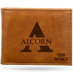 Brown Alcorn State Braves Personalized Billfold Wallet