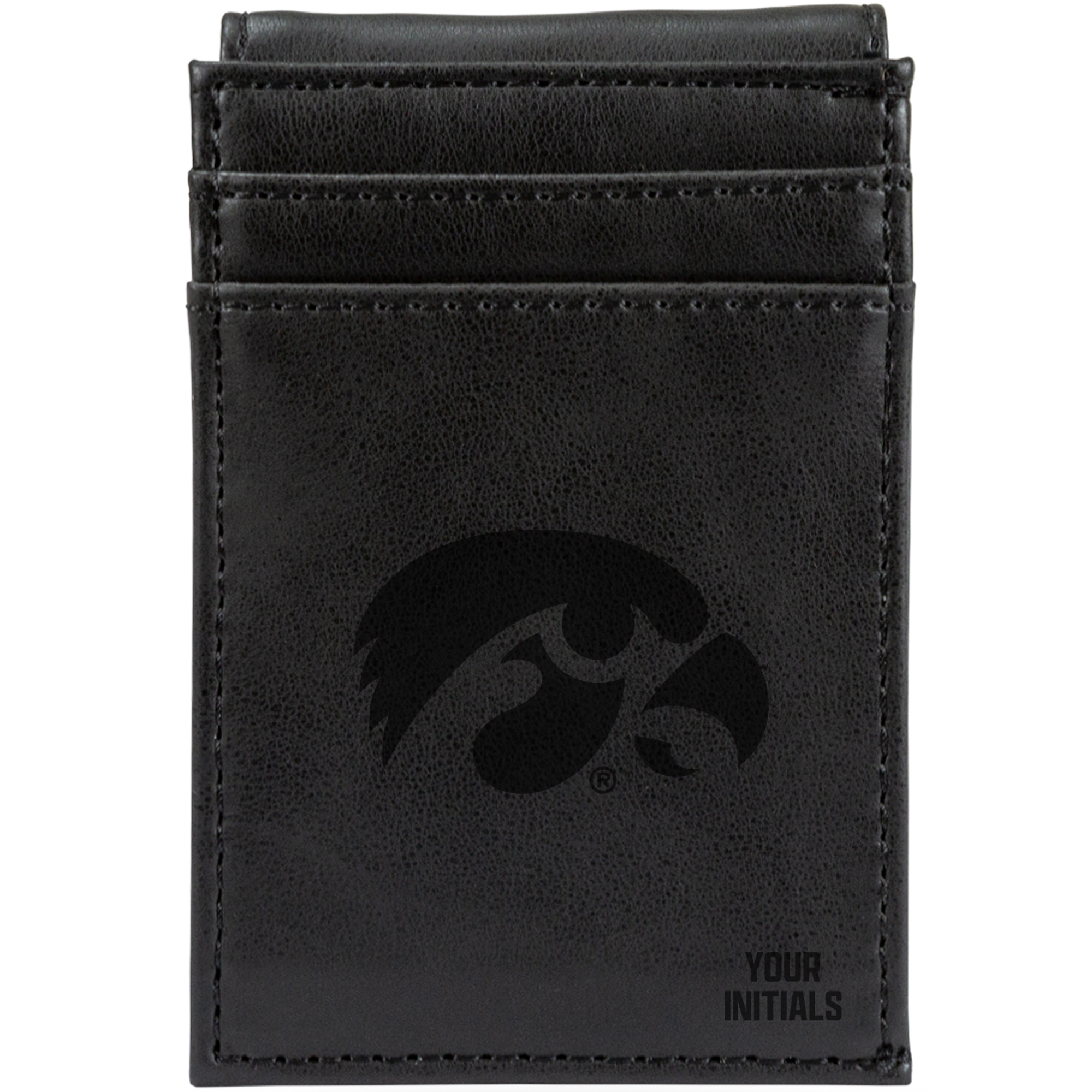 Black Iowa Hawkeyes Personalized Front Pocket Wallet
