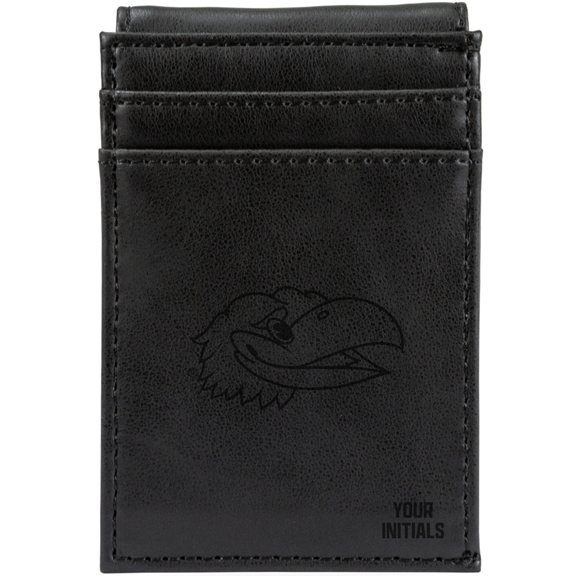 Black Kansas Jayhawks Personalized Front Pocket Wallet
