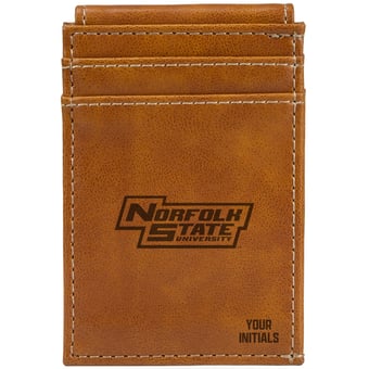 Brown Norfolk State Spartans Personalized Front Pocket Wallet