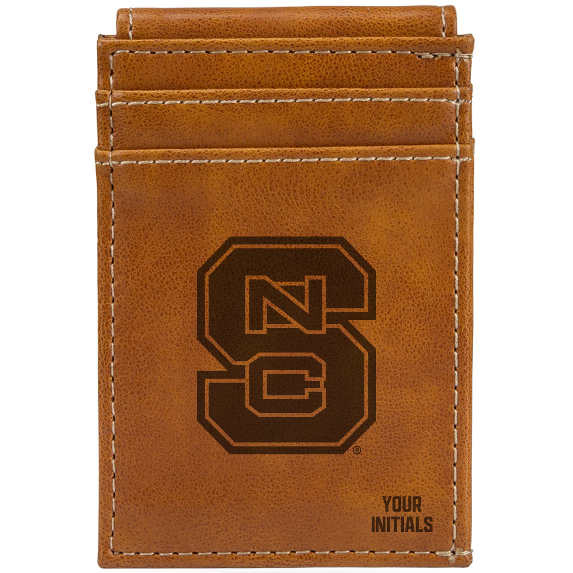 Brown NC State Wolfpack Personalized Front Pocket Wallet