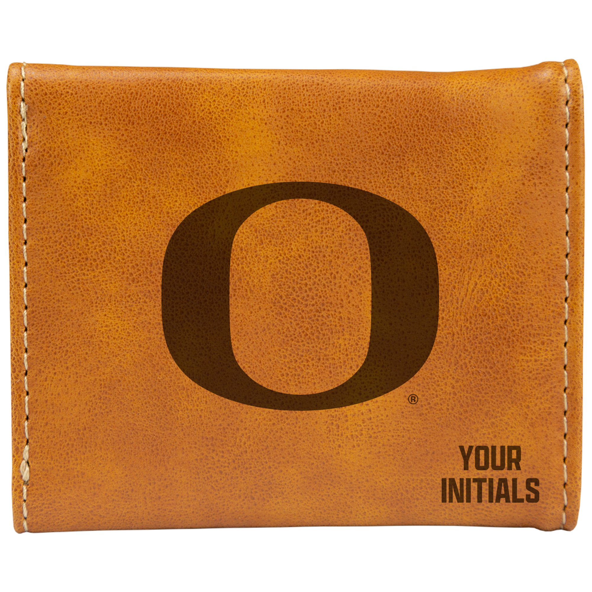 Brown Oregon Ducks Personalized Trifold Wallet
