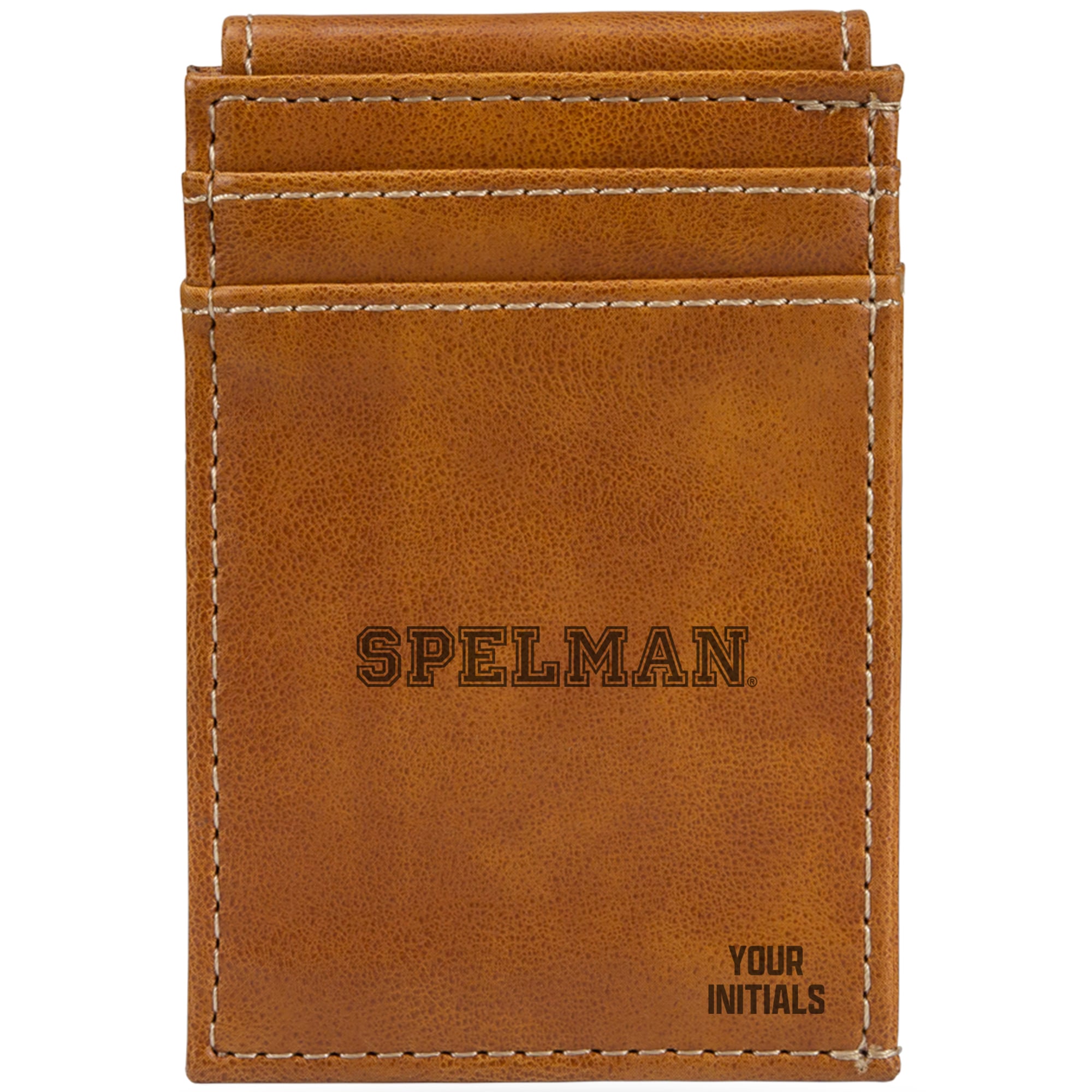 Brown Spelman College Jaguars Personalized Front Pocket Wallet