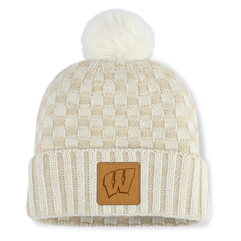 Women's Fanatics  Natural Wisconsin Badgers Blaze Cuffed Knit Hat with Pom