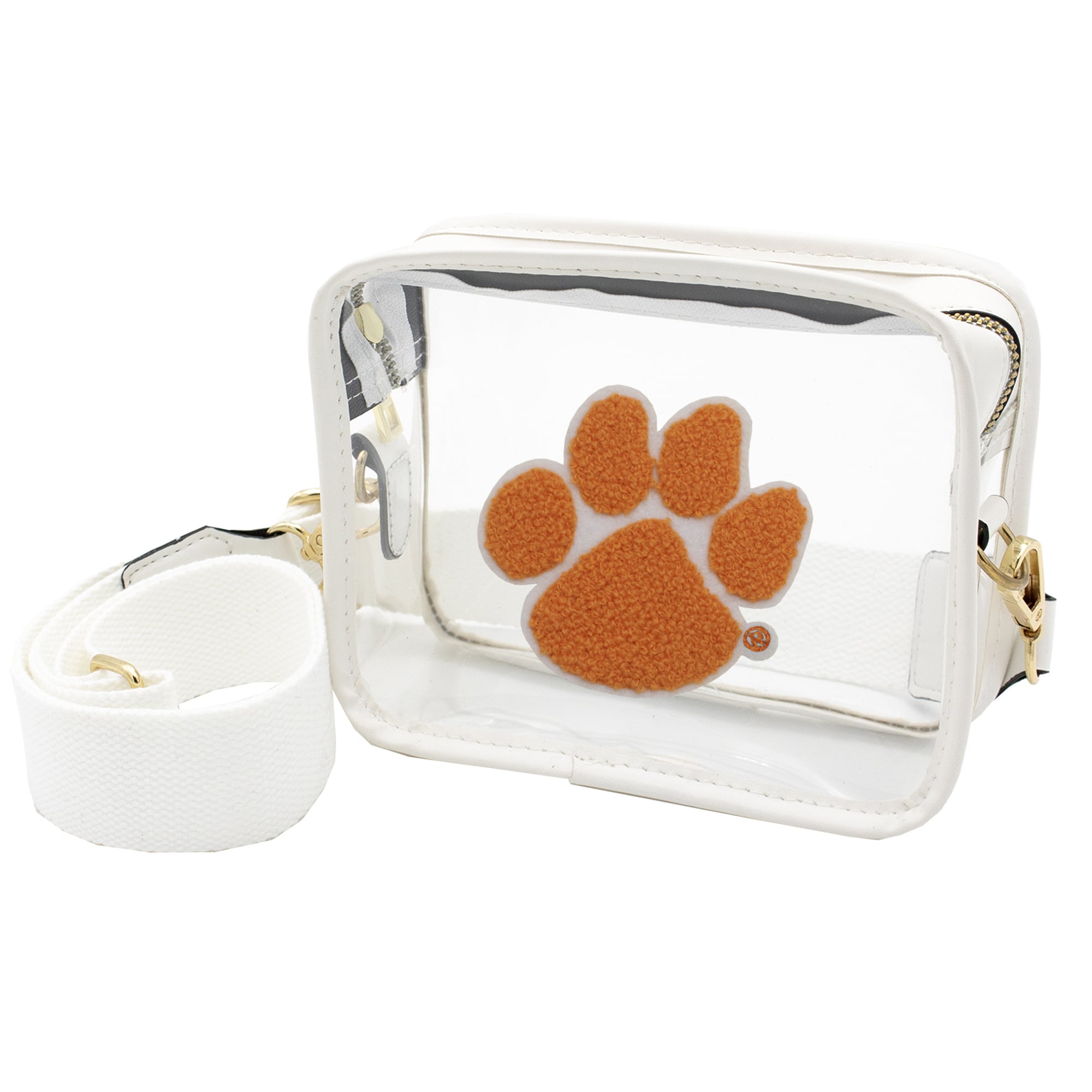 Clemson Tigers Clear Varsity Patch Camera Crossbody Bag
