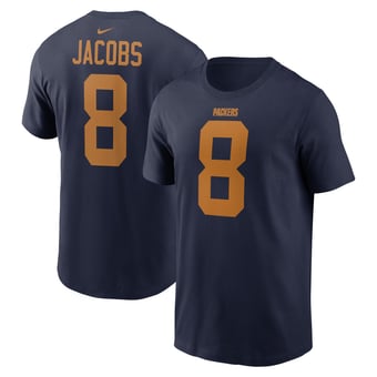 Men's Nike Josh Jacobs Navy Green Bay Packers Name & Number T-Shirt