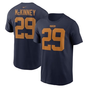 Men's Nike Xavier McKinney Navy Green Bay Packers Name & Number T-Shirt