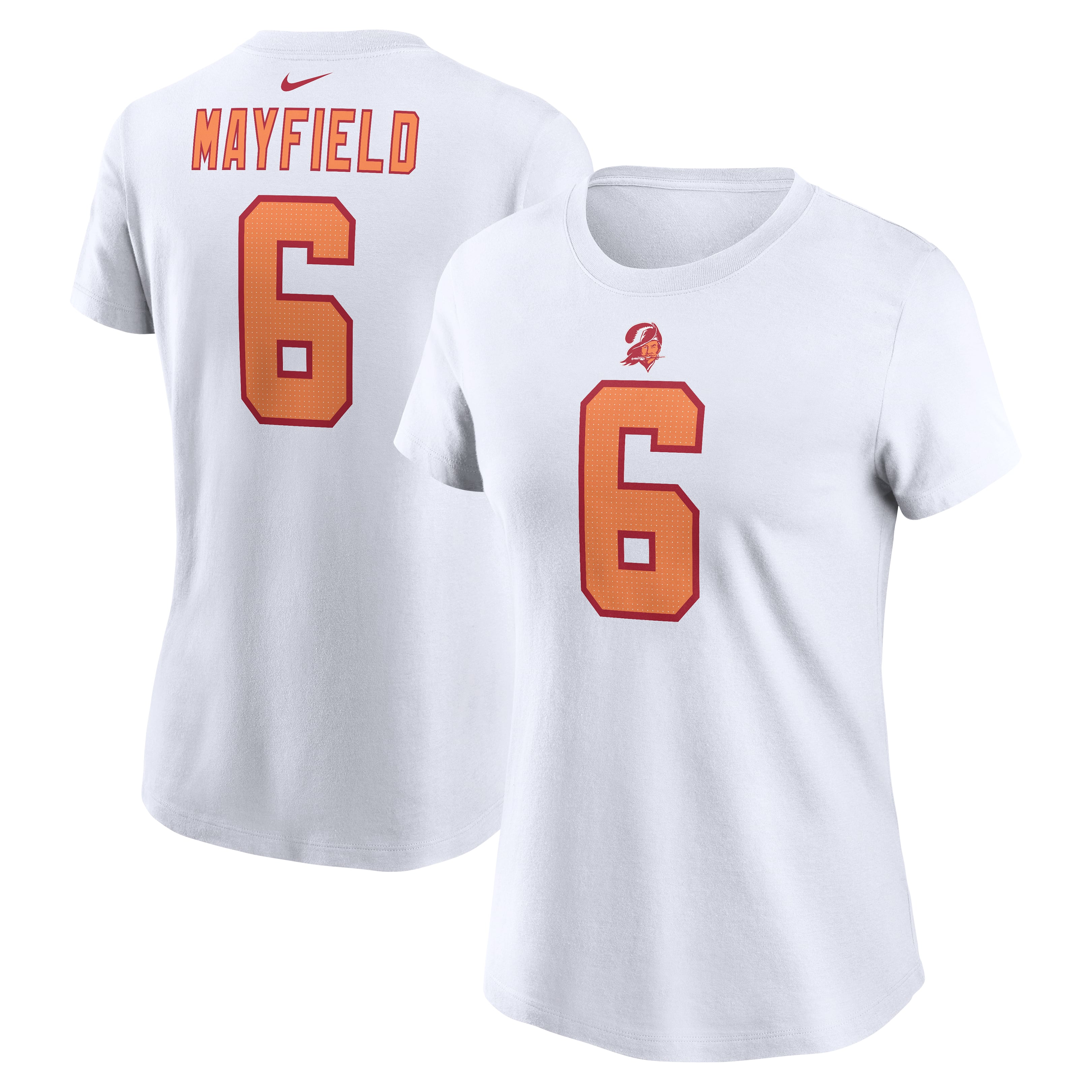 Women's Nike Baker Mayfield White Tampa Bay Buccaneers Name & Number T-Shirt