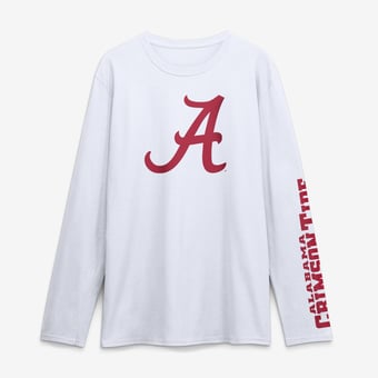 Men's Logo Athletic White Alabama Crimson Tide Primary Logo Long Sleeve T-Shirt