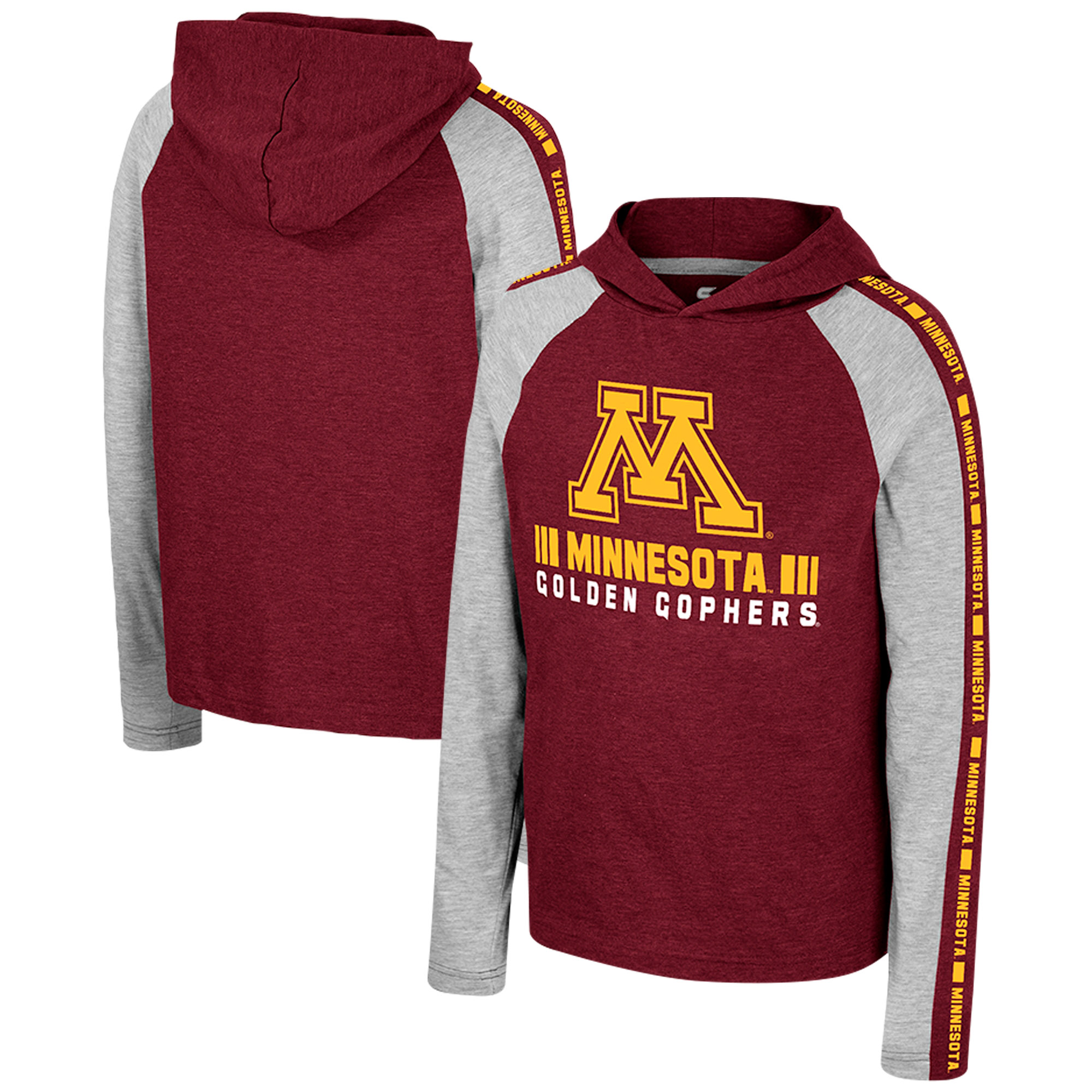 Youth Colosseum Maroon Minnesota Golden Gophers Ned Raglan Long Sleeve Hooded T-Shirt Youth Colosseum Maroon Minnesota Golden Gophers Ned Raglan Long Sleeve Hooded T-Shirt