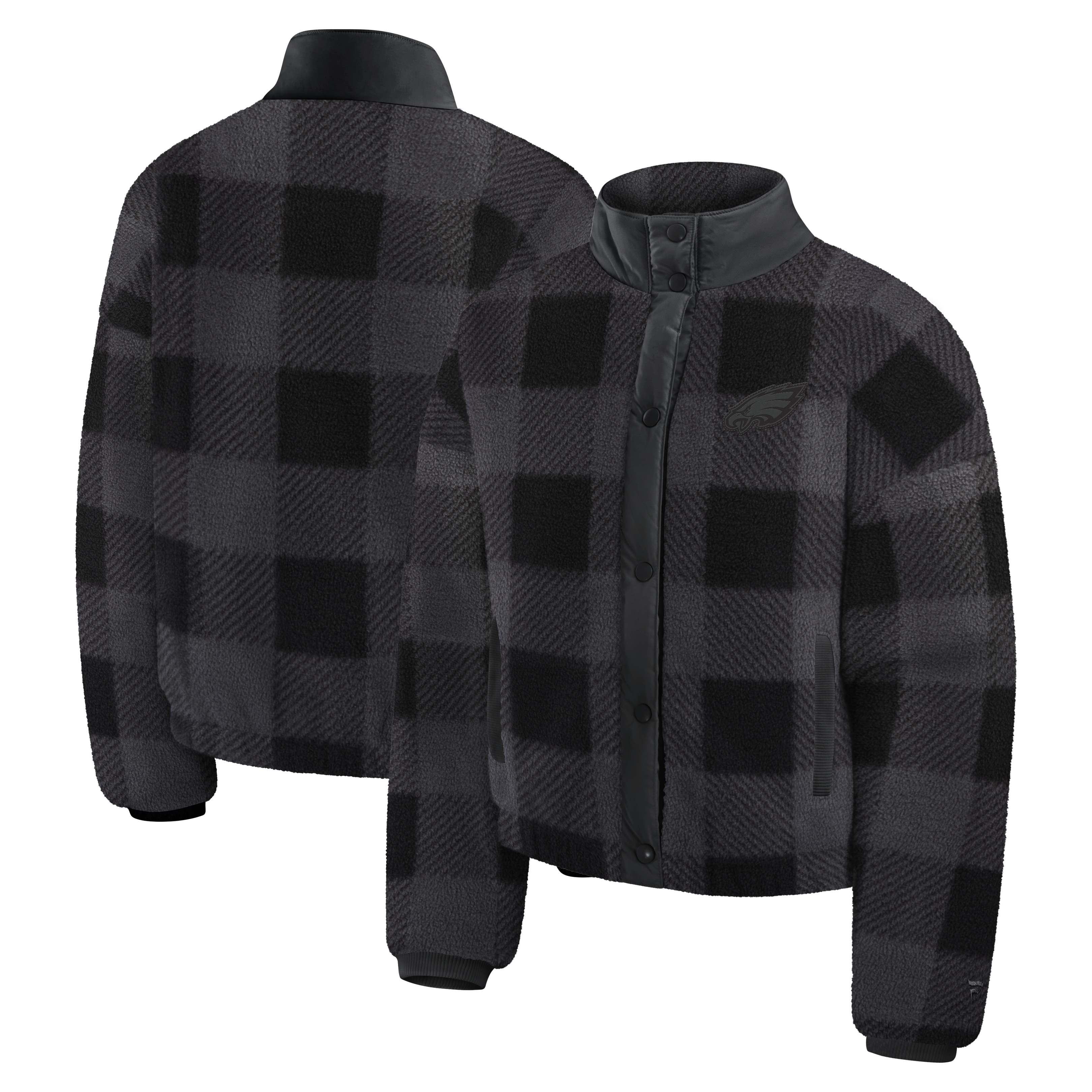 Women's Fanatics Black Philadelphia Eagles Plaid Fleece Full-Zip Jacket