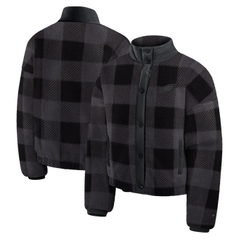 Women's Fanatics Black Philadelphia Eagles Plaid Fleece Full-Zip Jacket