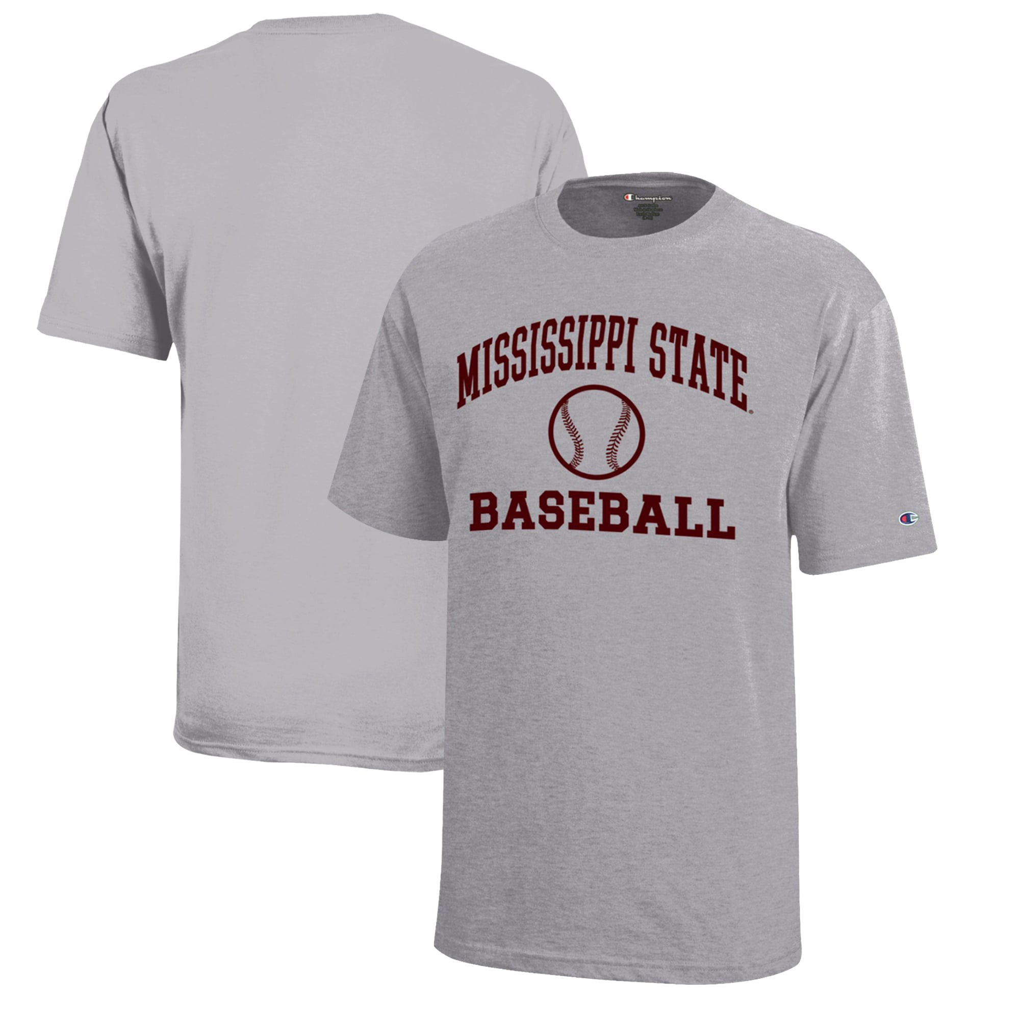 Youth Champion  Gray Mississippi State Bulldogs Icon Logo Baseball T-Shirt