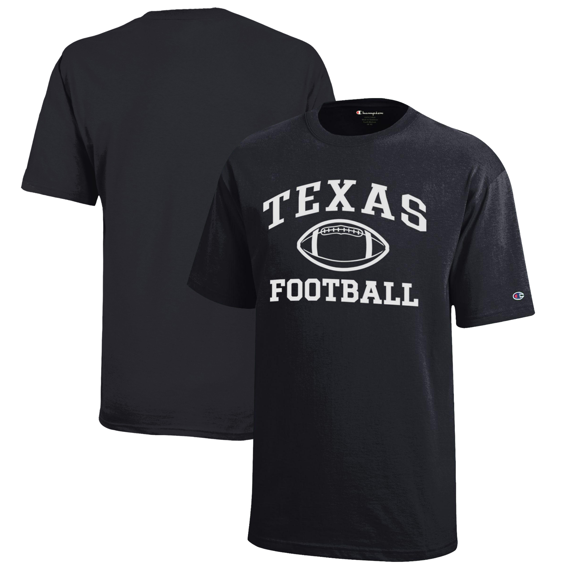 Youth Champion Black Texas Longhorns Icon Logo Football T-Shirt Youth Champion Black Texas Longhorns Icon Logo Football T-Shirt