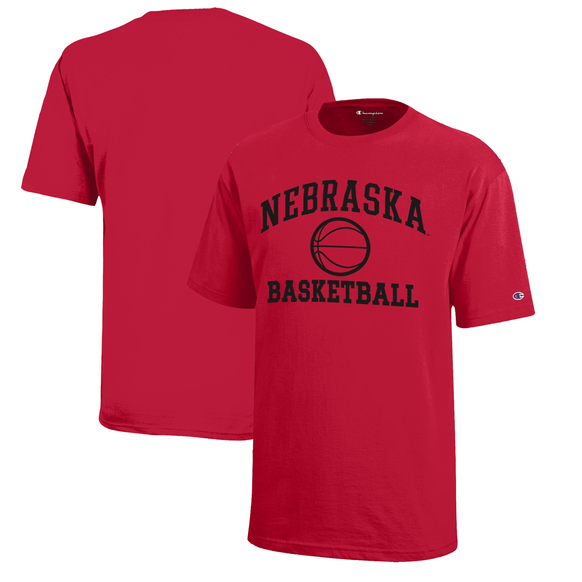 Youth Champion Scarlet Nebraska Huskers Icon Logo Basketball T-Shirt