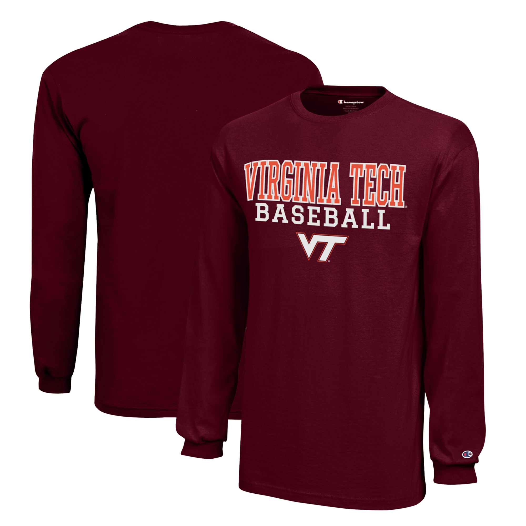 Youth Champion Maroon Virginia Tech Hokies Stacked Logo Long Sleeve Baseball T-Shirt Youth Champion Maroon Virginia Tech Hokies Stacked Logo Long Sleeve Baseball T-Shirt
