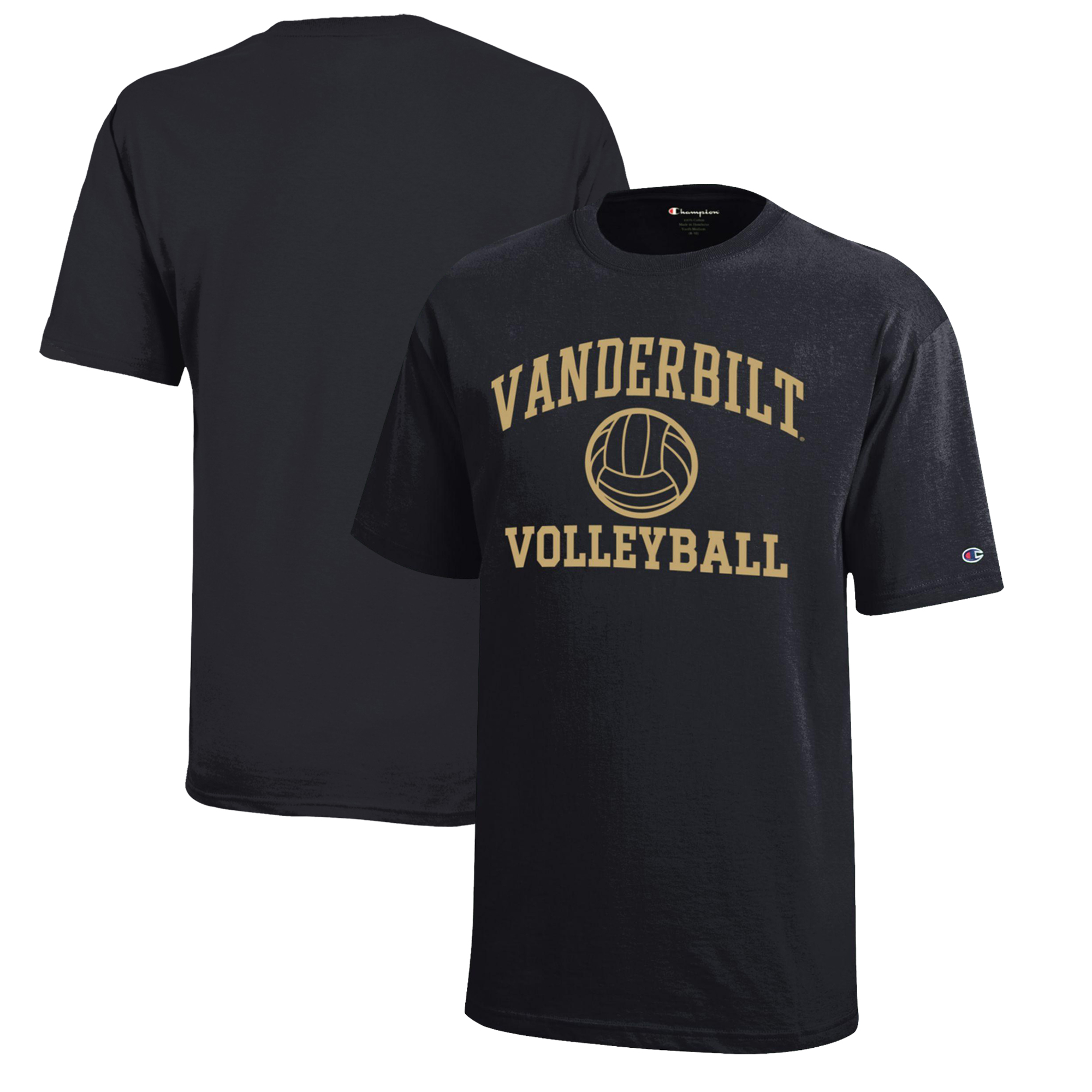 Youth Champion Black Vanderbilt Commodores Icon Logo Volleyball T-Shirt