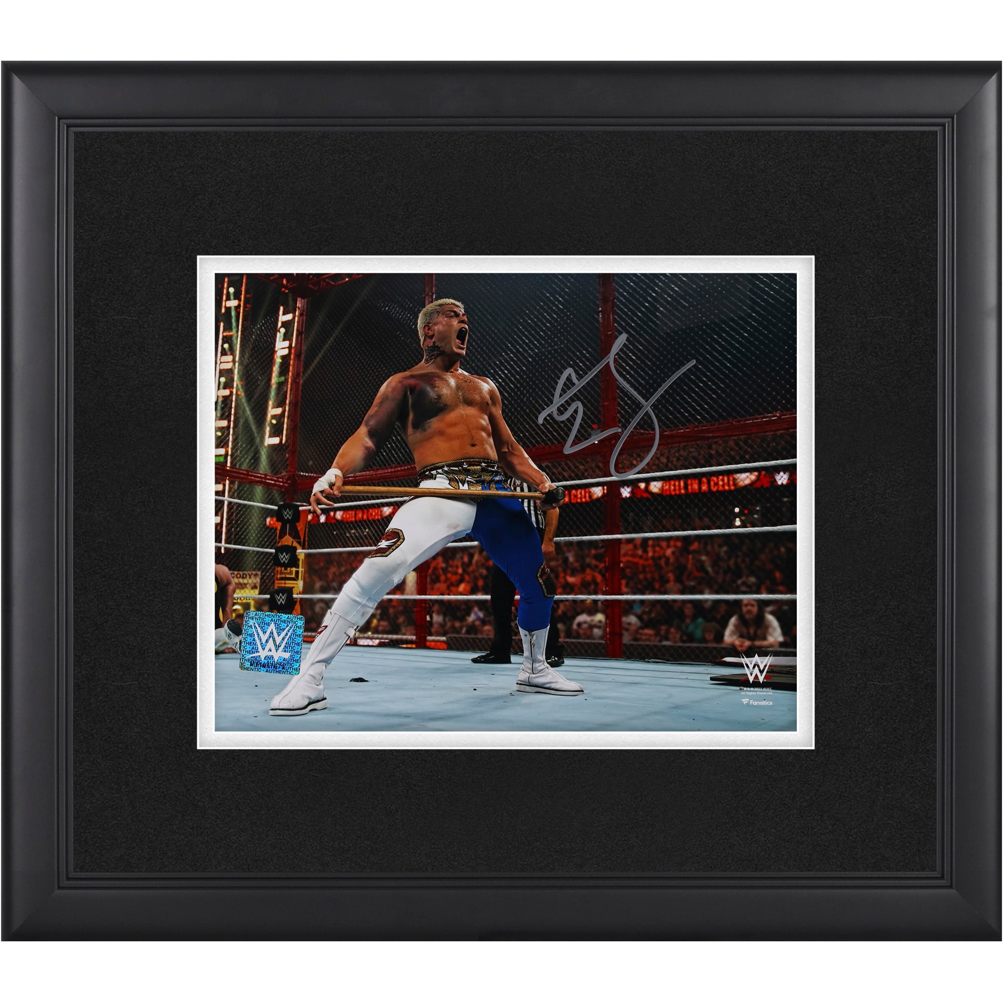 Cody Rhodes WWE Autographed Framed 8" x 10" Hell in a Cell with Sledgehammer Photograph