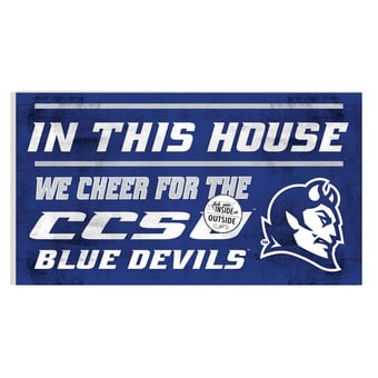 Central Connecticut State Blue Devils 11" x 20" Indoor/Outdoor In This House Sign