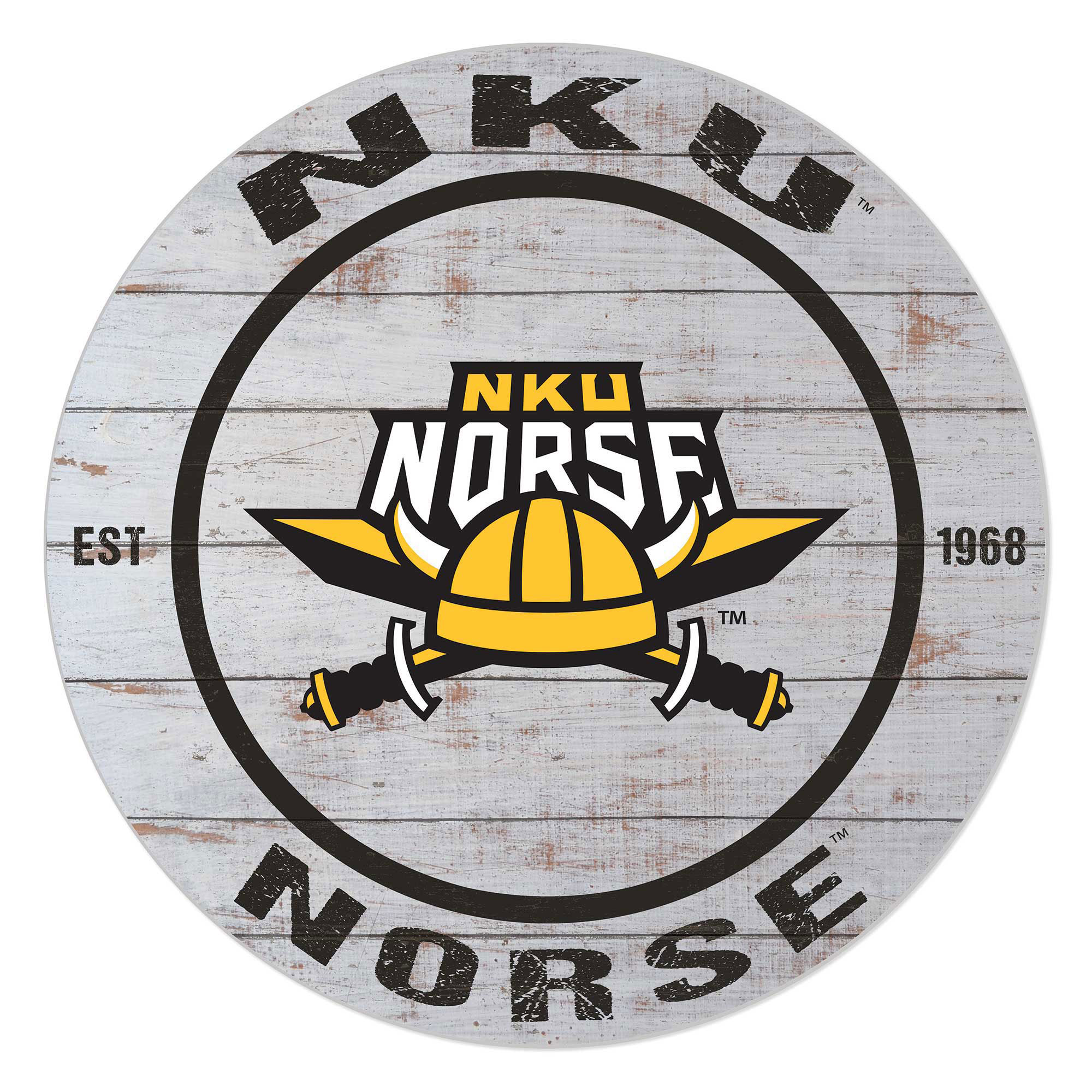 Northern Kentucky University Norse 20" Indoor/Outdoor Weathered Circle Sign
