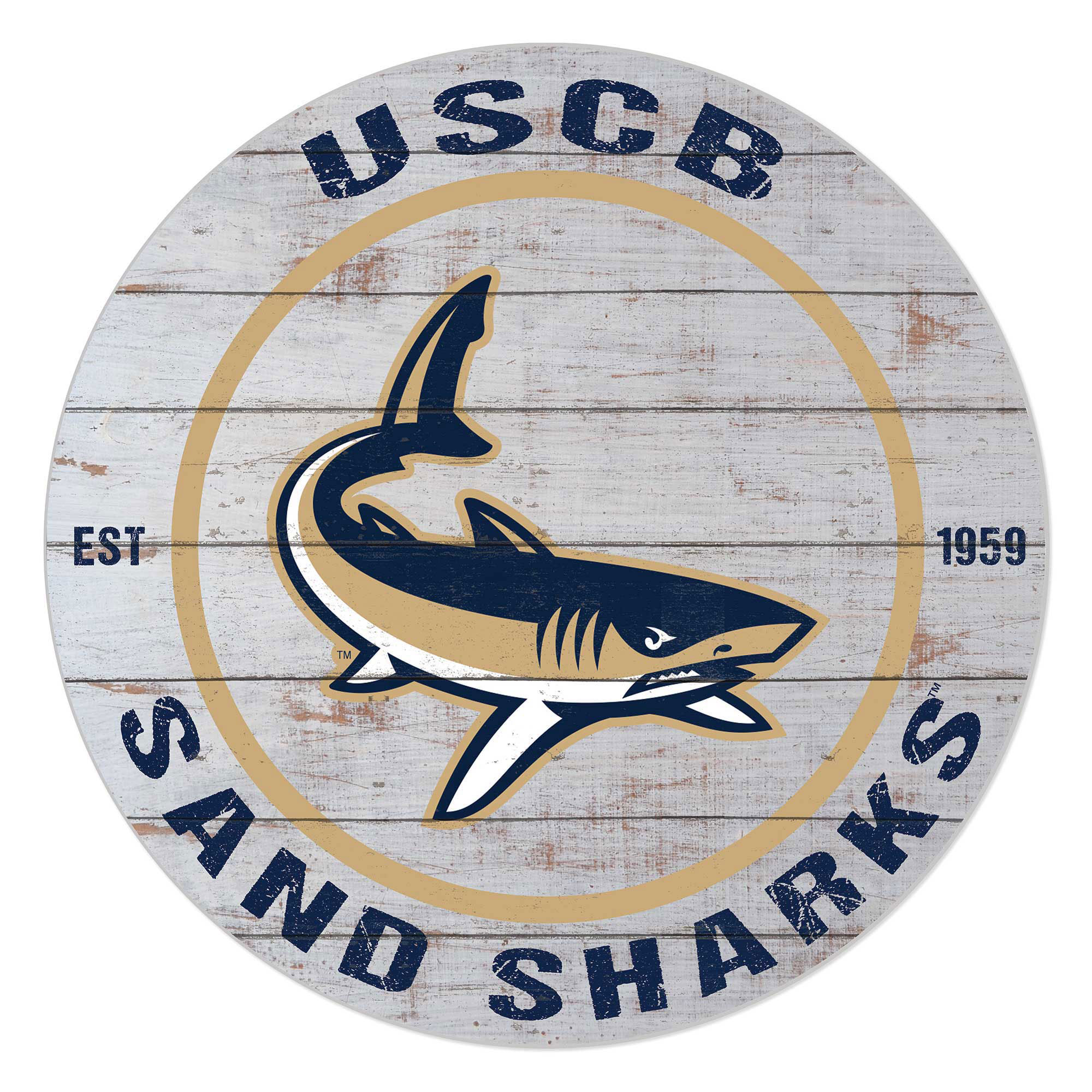 South Carolina Beaufort Sand Sharks 20" x 20" Indoor/Outdoor Weathered Circle Sign