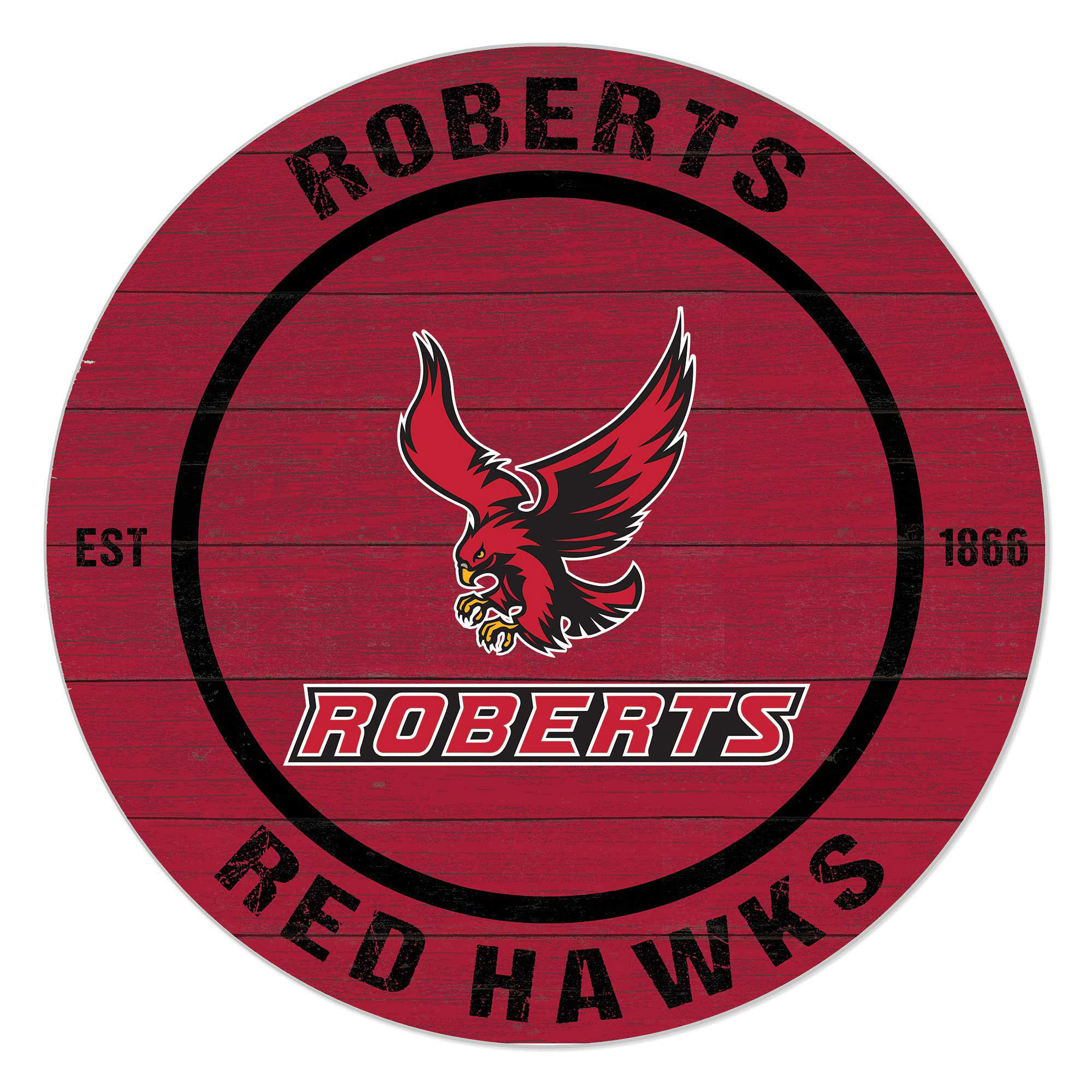 Roberts Wesleyan Redhawks 20" Indoor/Outdoor Team Color Circle Sign