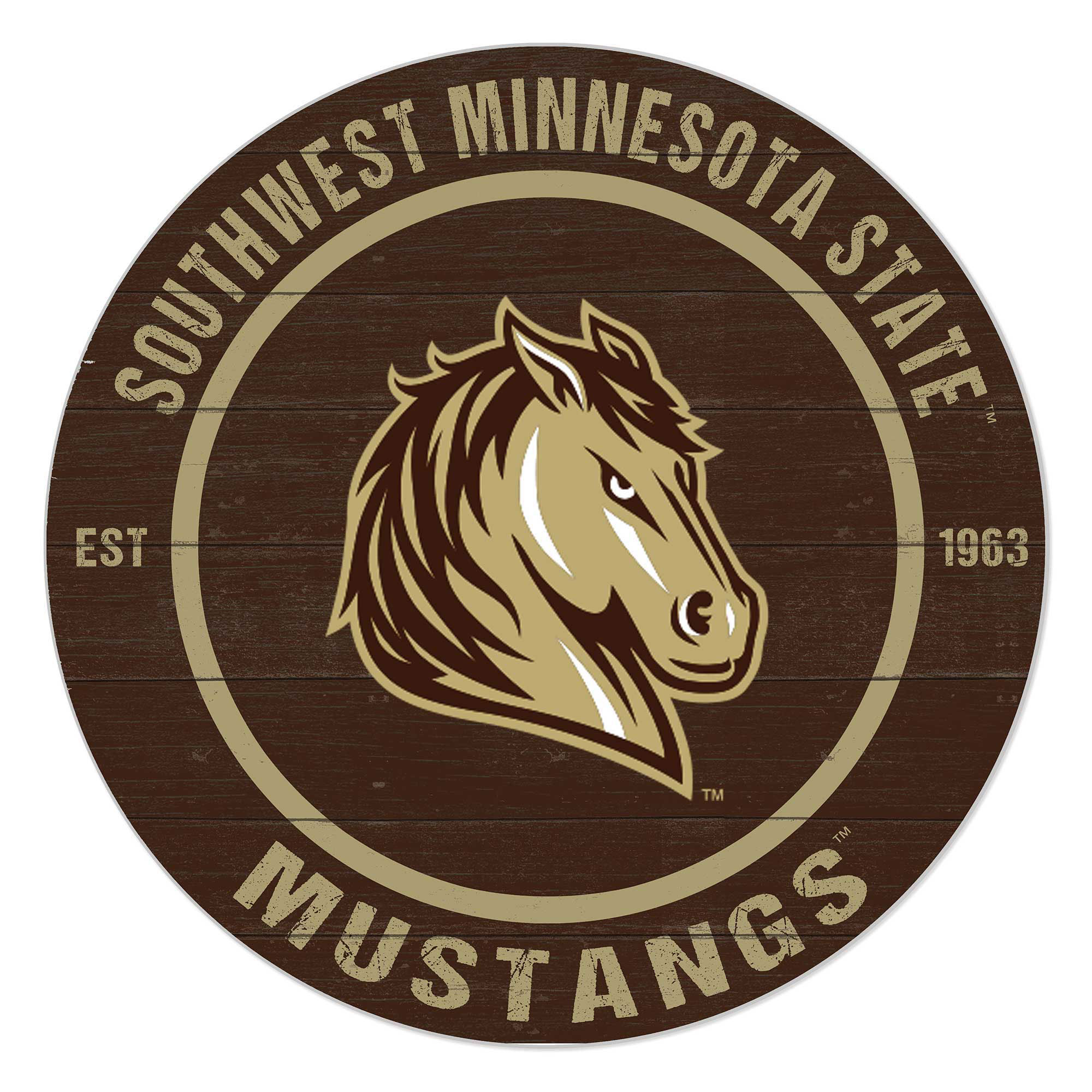 Southwest Minnesota State Mustangs 20" Indoor/Outdoor Team Color Circle Sign