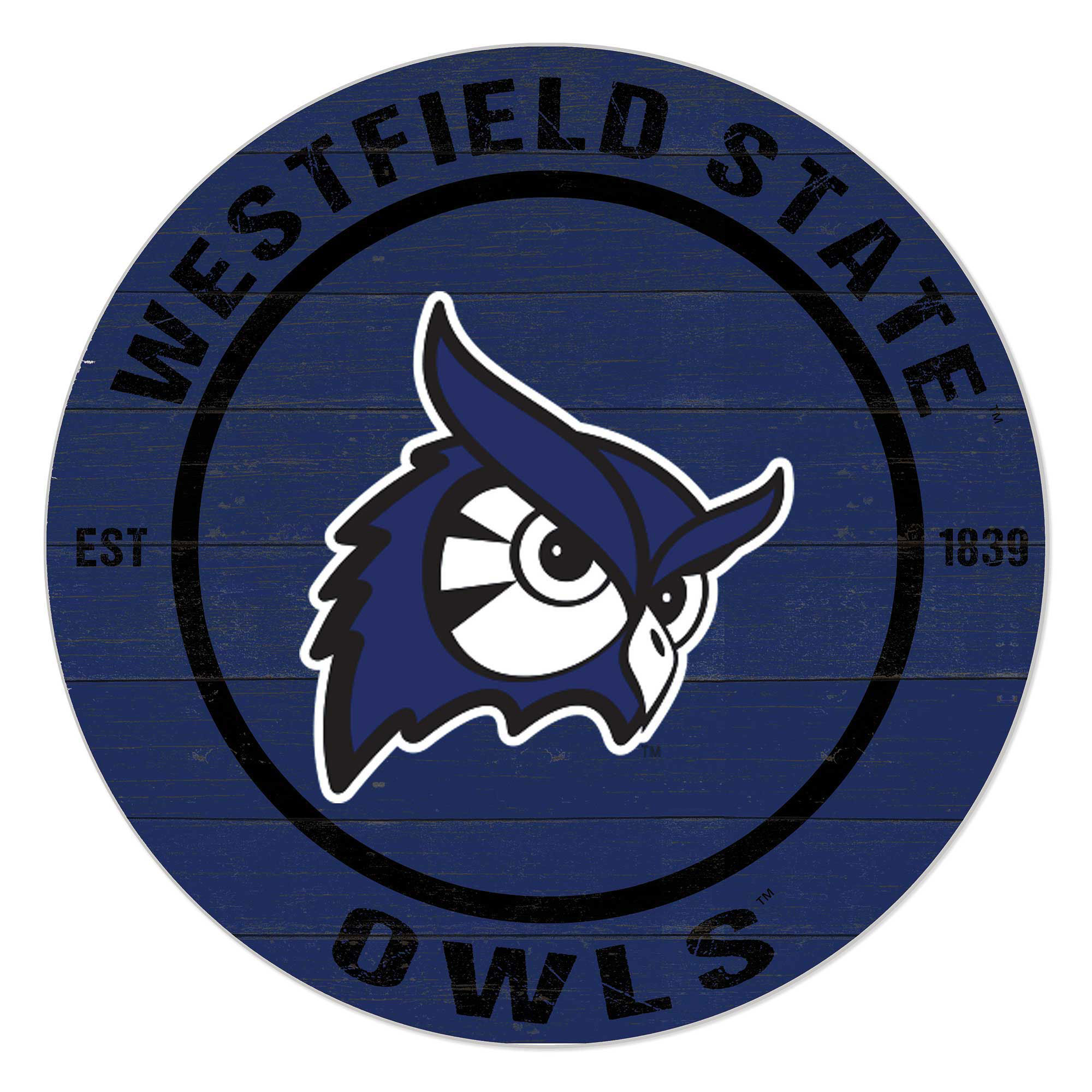 Westfield State Owls 20" Indoor/Outdoor Team Color Circle Sign