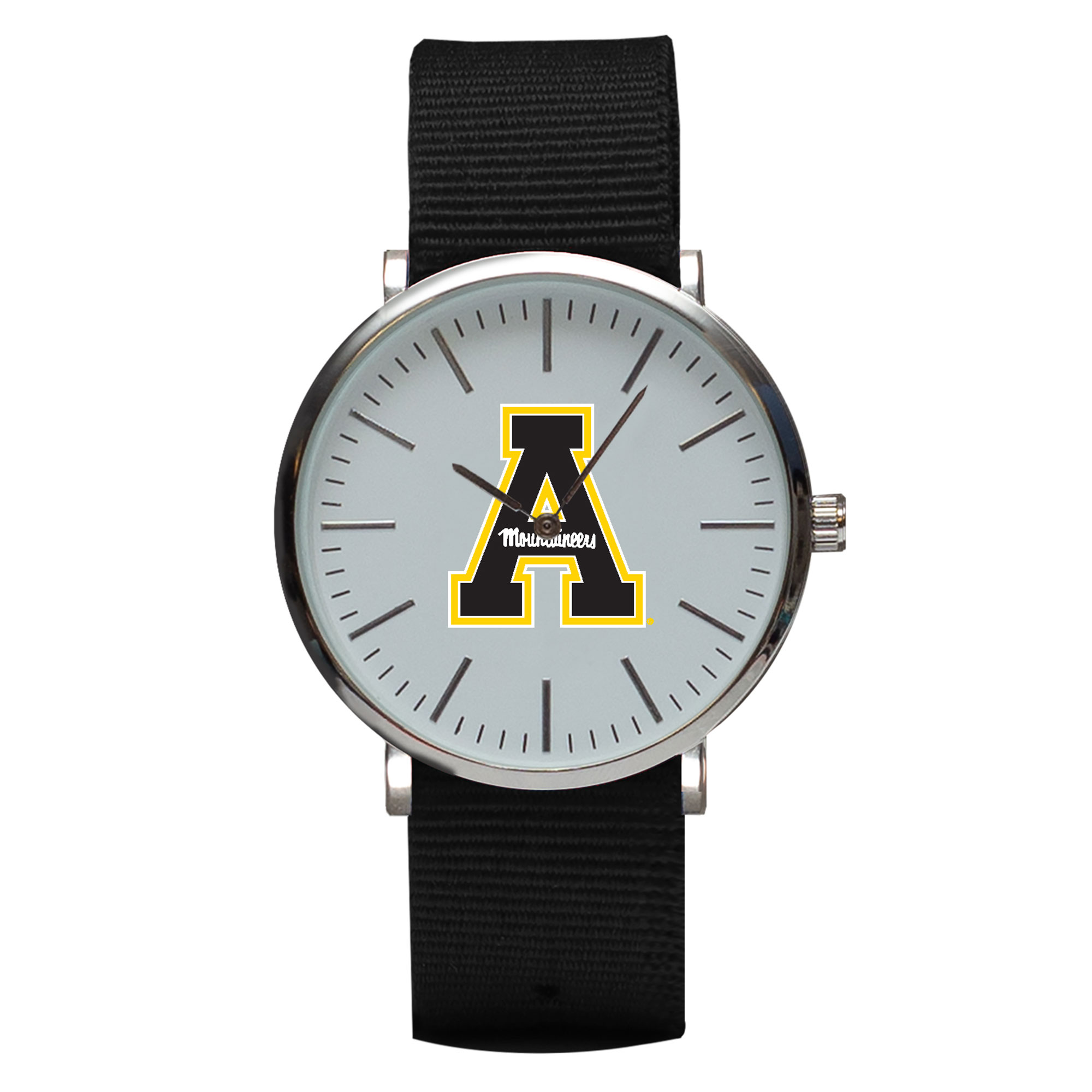 Black Appalachian State Mountaineers Stitch Nylon Strap Watch