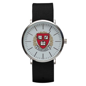 Black Harvard Crimson Stitch Nylon Strap Watch