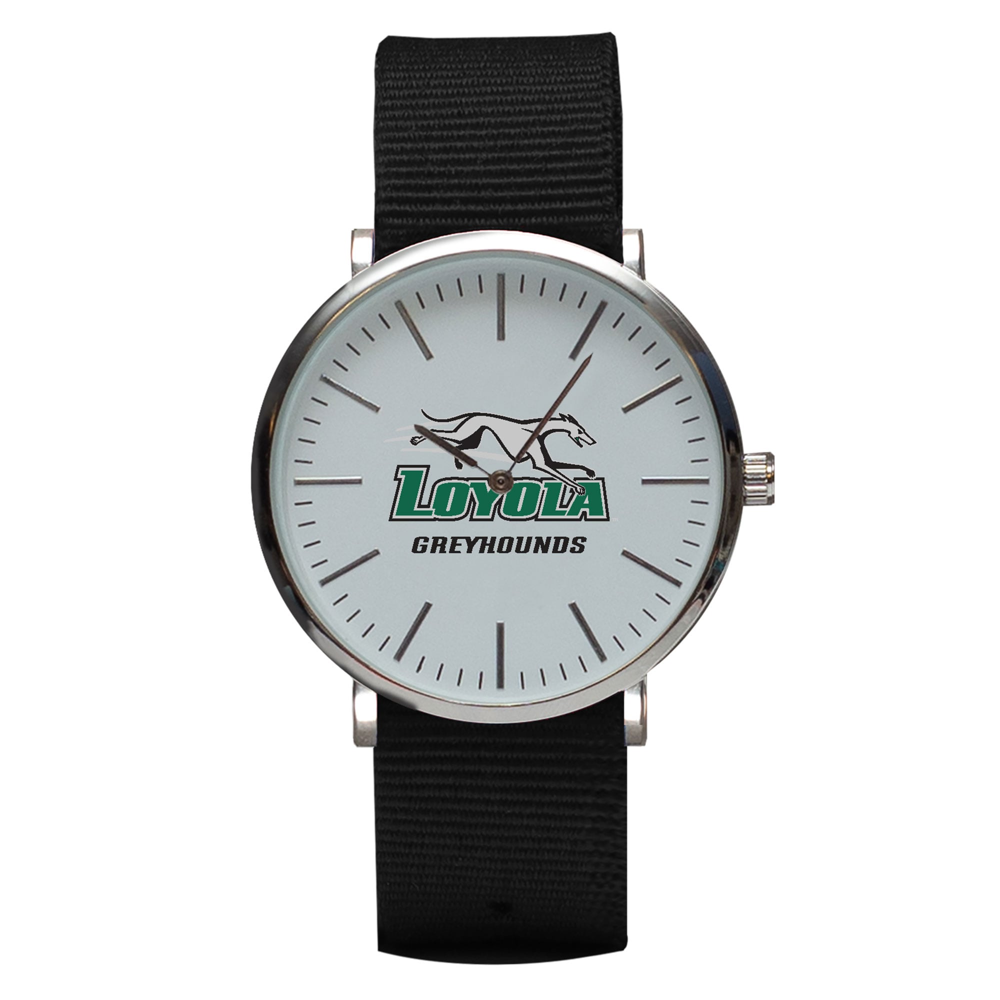 Black Loyola Greyhounds Stitch Nylon Strap Watch