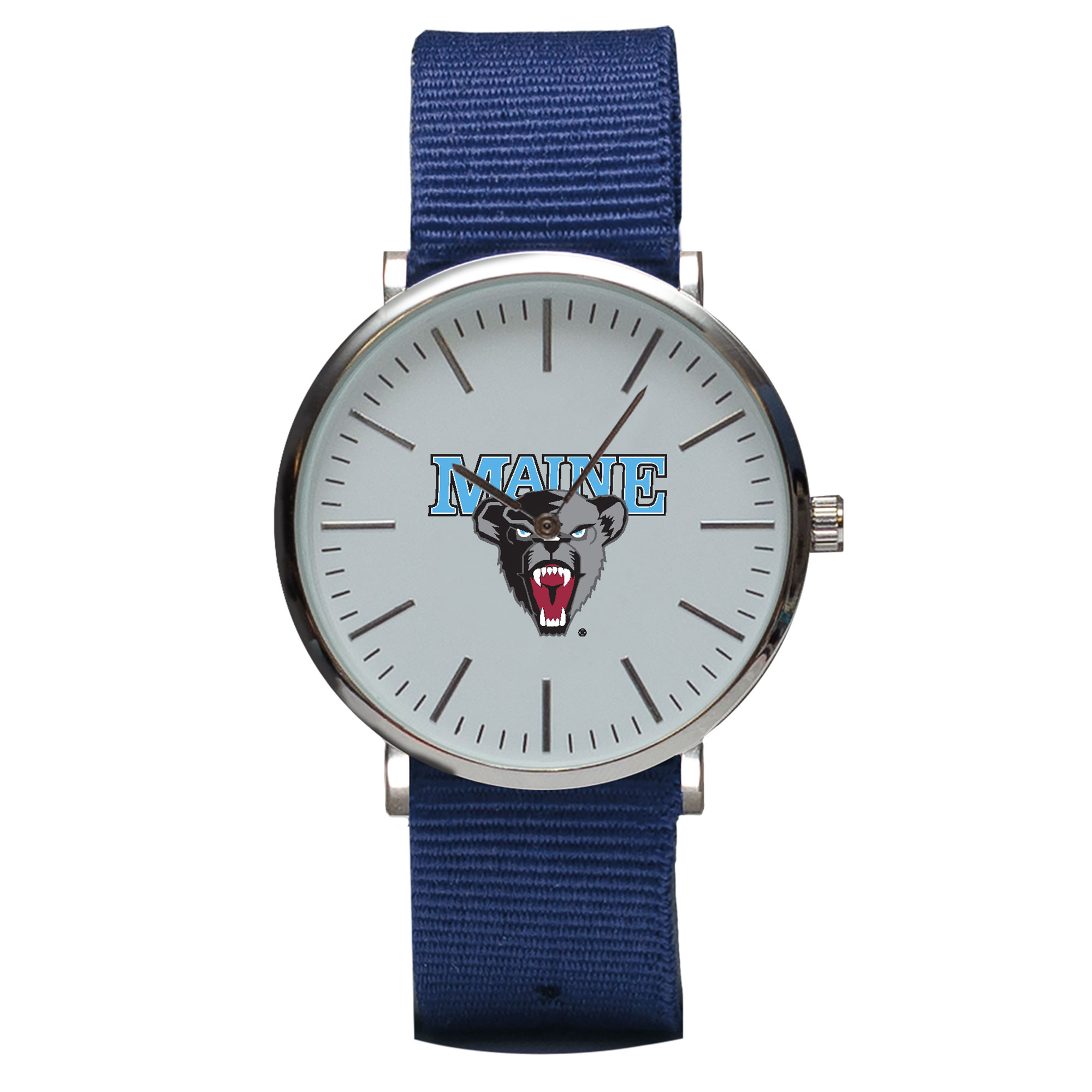 Navy Maine Black Bears Stitch Nylon Strap Watch