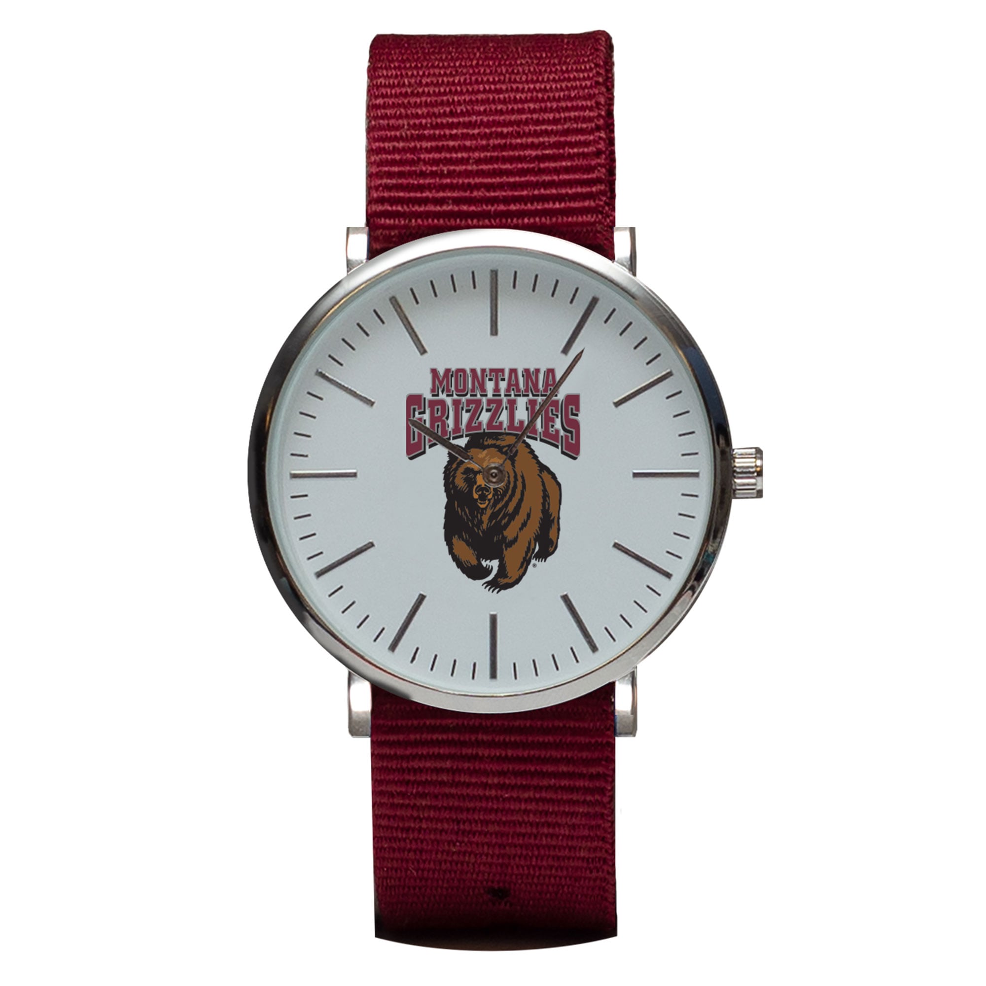 Maroon Montana Grizzlies Stitch Nylon Strap Watch