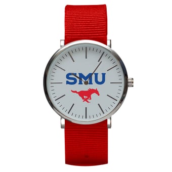 Red SMU Mustangs Stitch Nylon Strap Watch