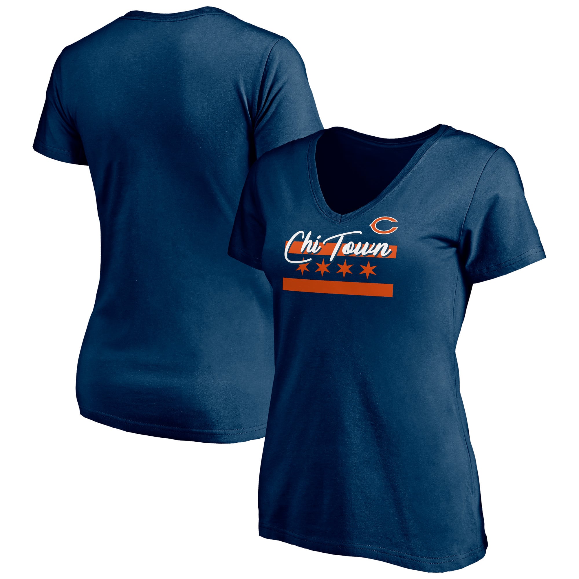 Women's Navy Chicago Bears Hometown Collection Chi Town V-Neck T-Shirt