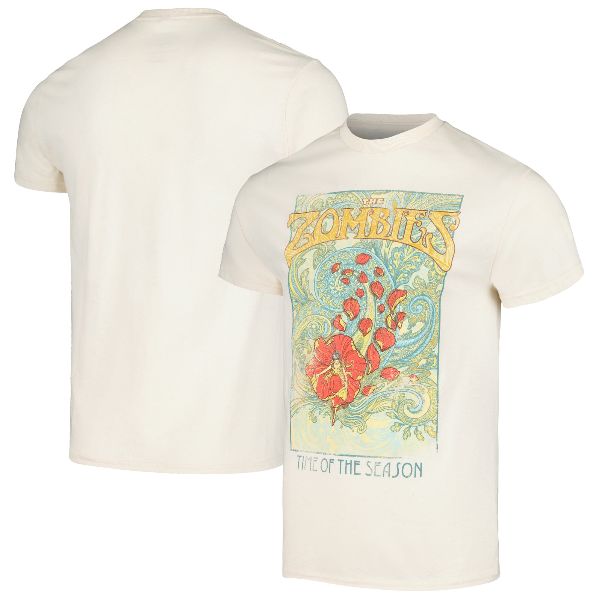 Men's Manhead Merch Cream The Zombies Time of the Season Distressed Graphic T-Shirt