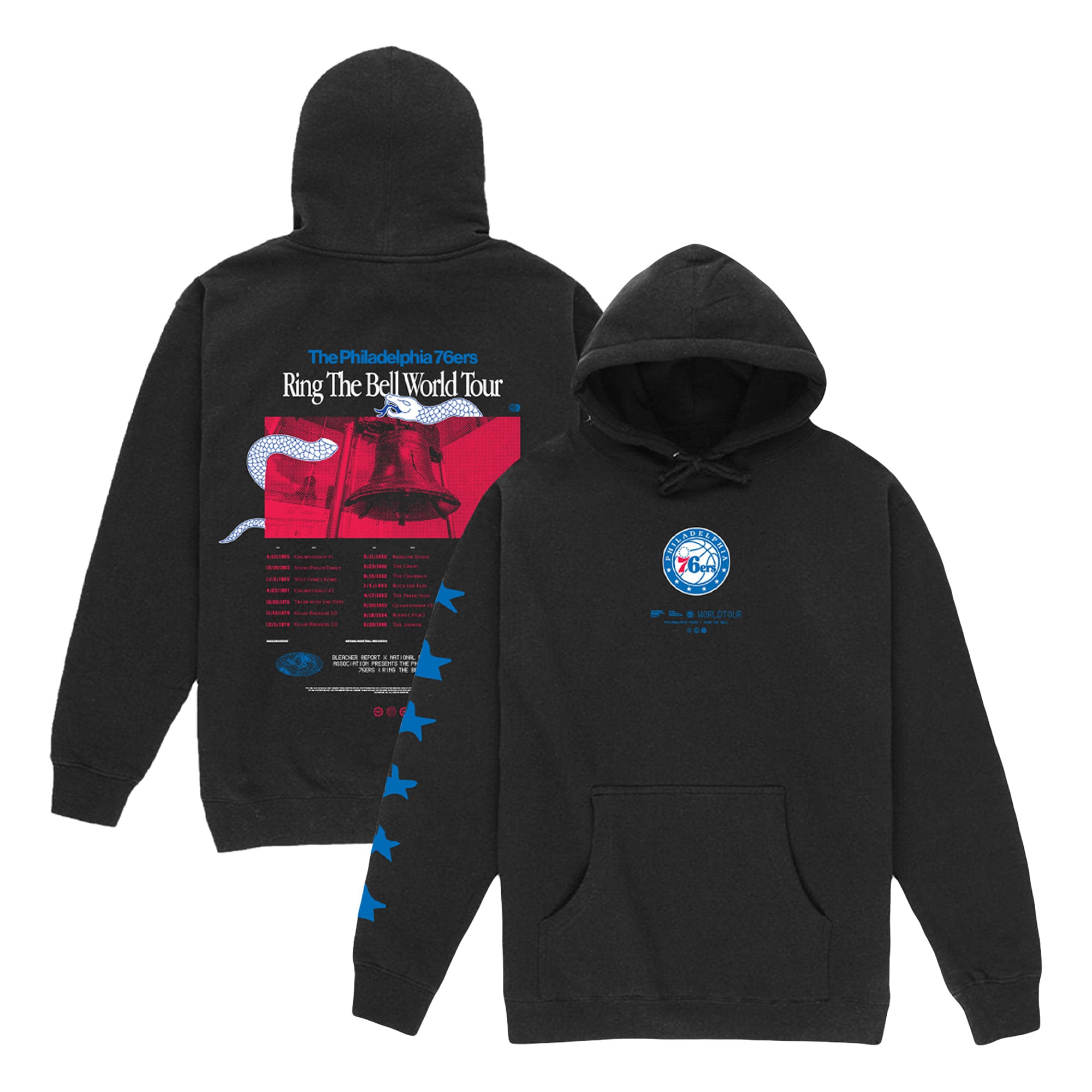 Unisex Bleacher Report x Mitchell & Ness Black Philadelphia 76ers World Tour Pullover Hoodie