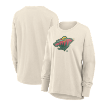Women's Fanatics Cream Minnesota Wild Distressed Logo Long Sleeve T-Shirt