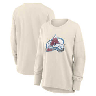 Women's Fanatics Cream Colorado Avalanche Distressed Logo Long Sleeve T-Shirt