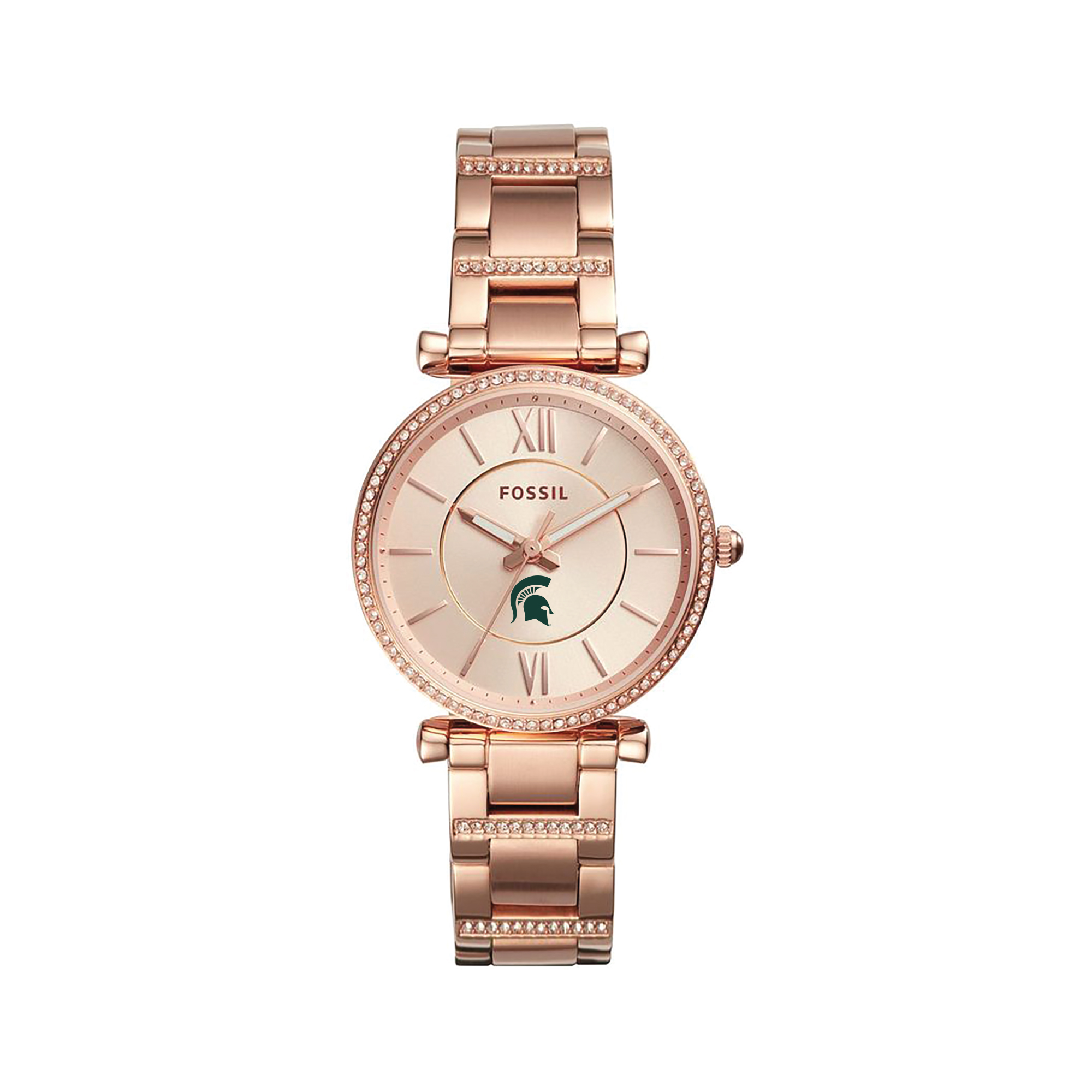 Women's Fossil  Gold Michigan State Spartans Carlie Rose Stainless Steel Watch