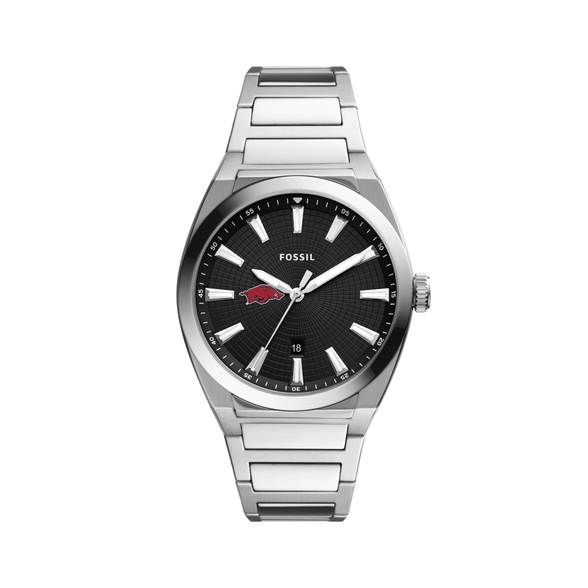 Men's Fossil  Black Arkansas Razorbacks Everett Stainless Steel Watch